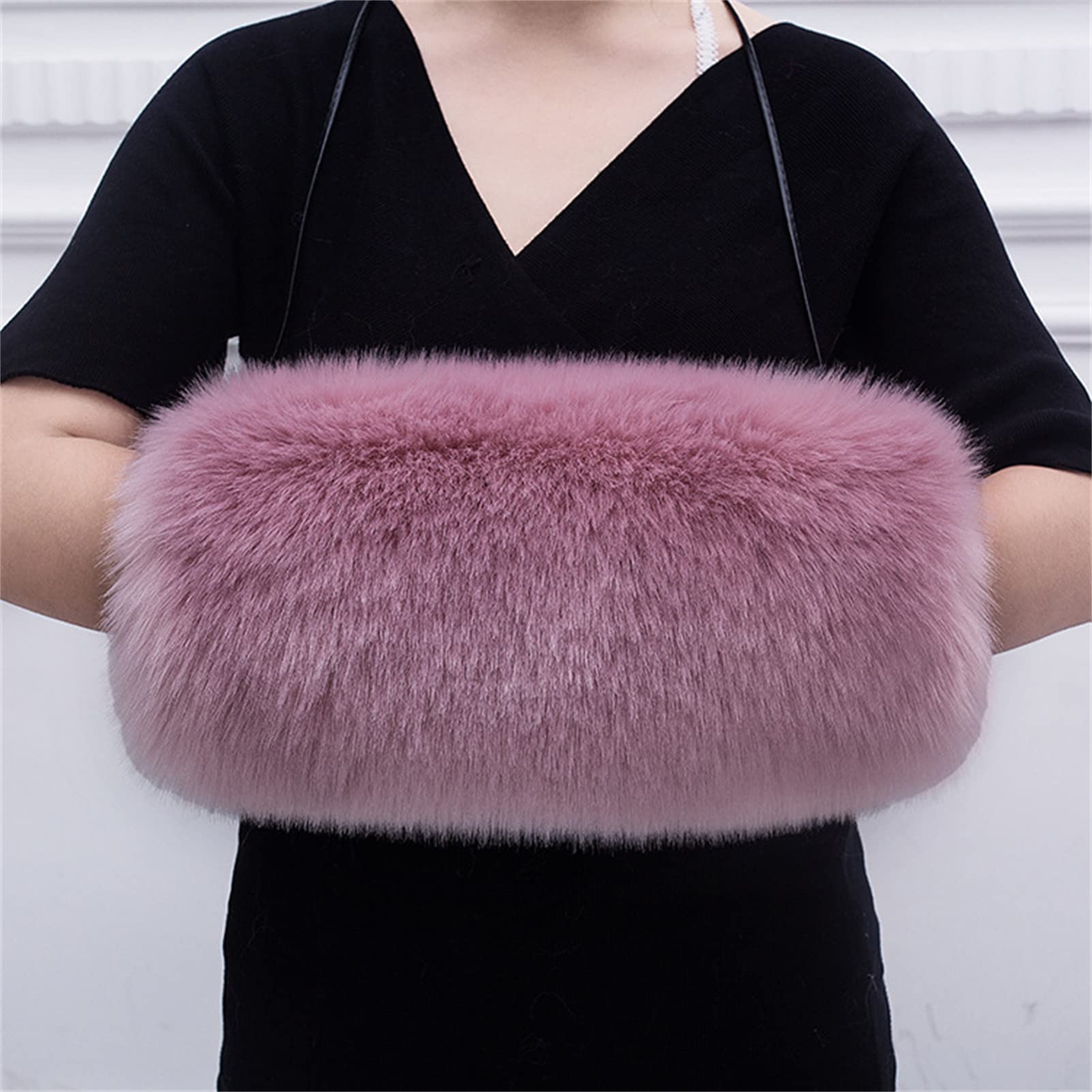 Faux vossenbont hand Muffs, vrouwen warme faux vossenbont moffen, harige pluche uitlaatzak, pols hand warmer handschoenen,N,40 cm