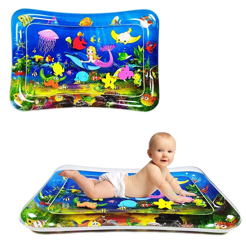 ZILLTOYIN Baby Kids Water Play Mat Toys Inflatable Tummy Time Water Play Mat, Indoor And Outdoor Baby Play Mat Leakproof, Fun Activity Play Center Your Baby's,Multicolor