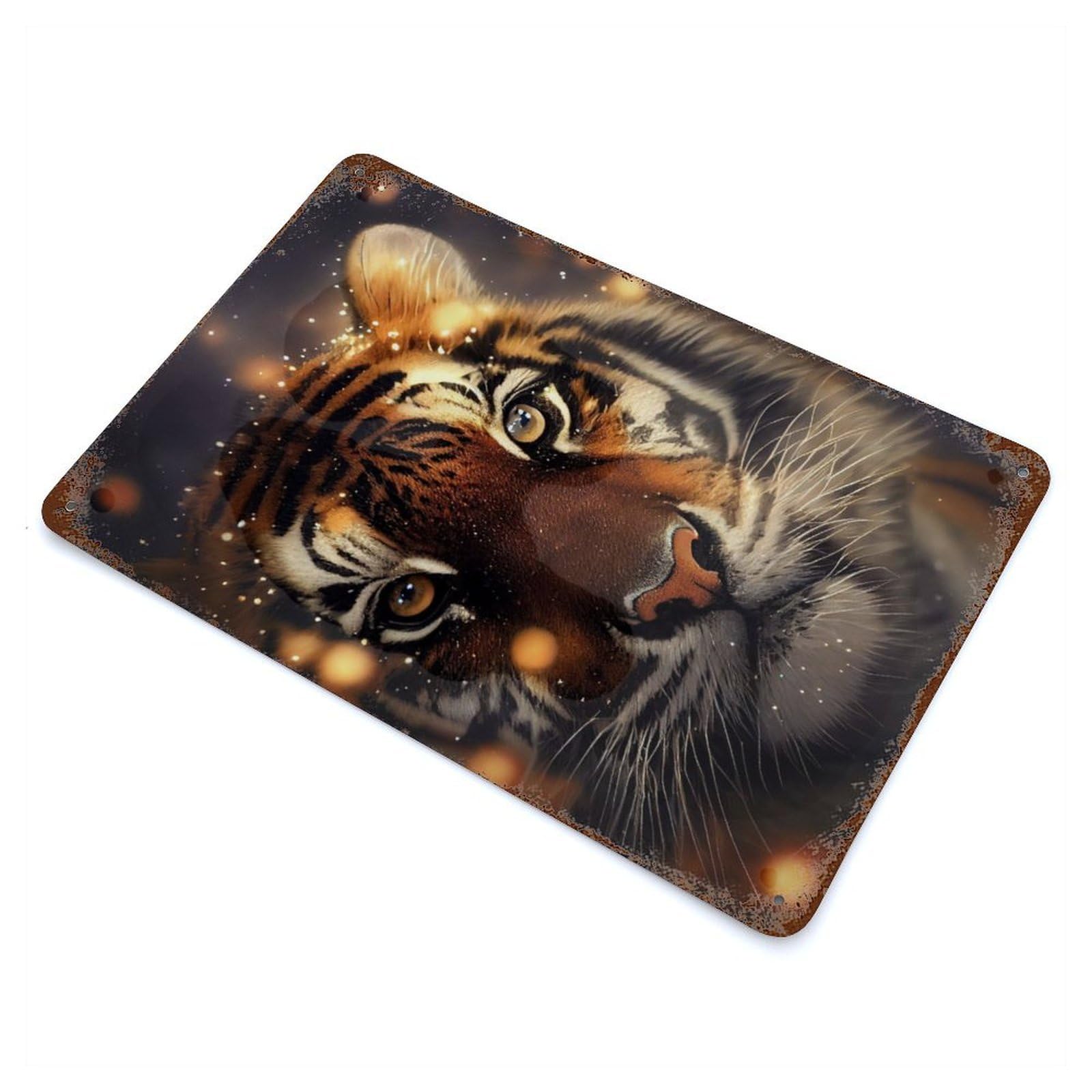 Tiger Beautiful Vintage Rust Metal Sign 11.8"x7.9", Farmhouse Wall Decor for Garage, Pub Or Kitchen