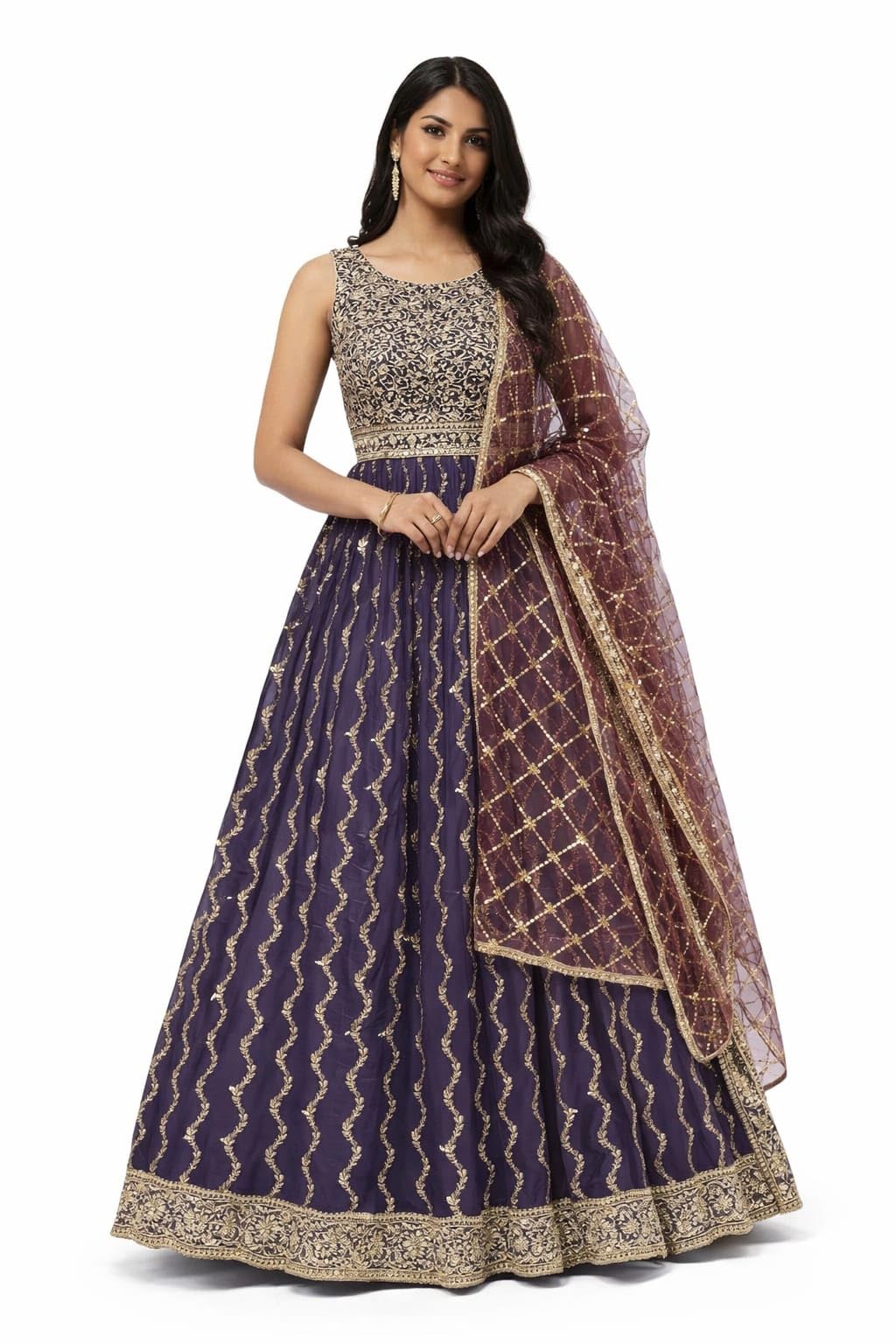 rasayam Women's Embroidered Anarkali Gown with Net Dupatta | Ethnic Floor Length Dress for Wedding & Festive Occasion | Free Size-picture-31