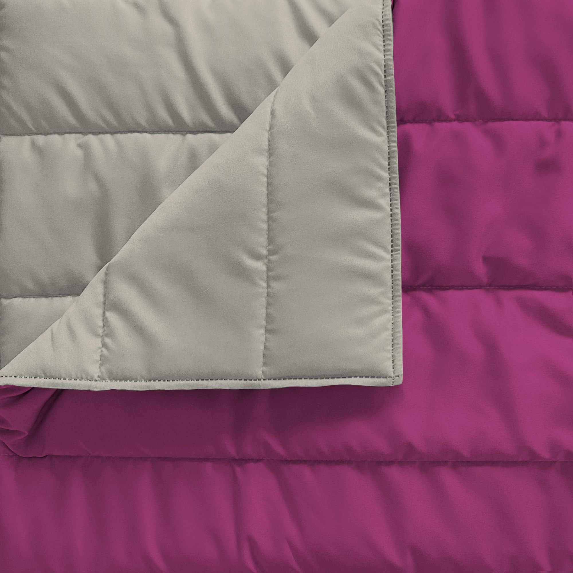 Italian Bed Linen Colcha de Verano Basic Color Liso, Fucsia/Gris Claro, 250x240cm
