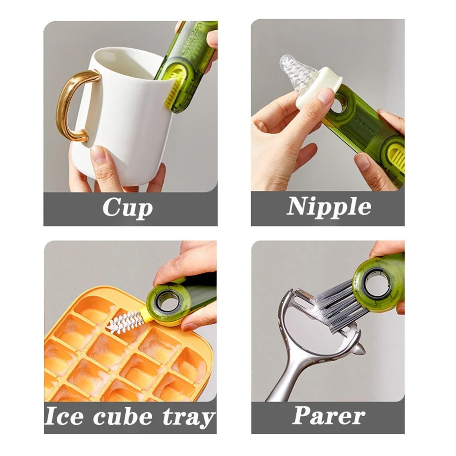 Cepillo de Limpieza Multifuncional 3 en 1 en Forma de U for Tapas de Tazas, termos y Tapones de Botellas.(Blue,3pcs)