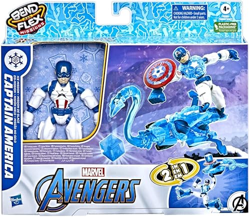 Miniatura 3 de Avengers Marvel Bend and Flex Missions - Figura de misión de hielo del Capitán América, juguete flexible a escala de 6 pulgadas con accesorio 2 en