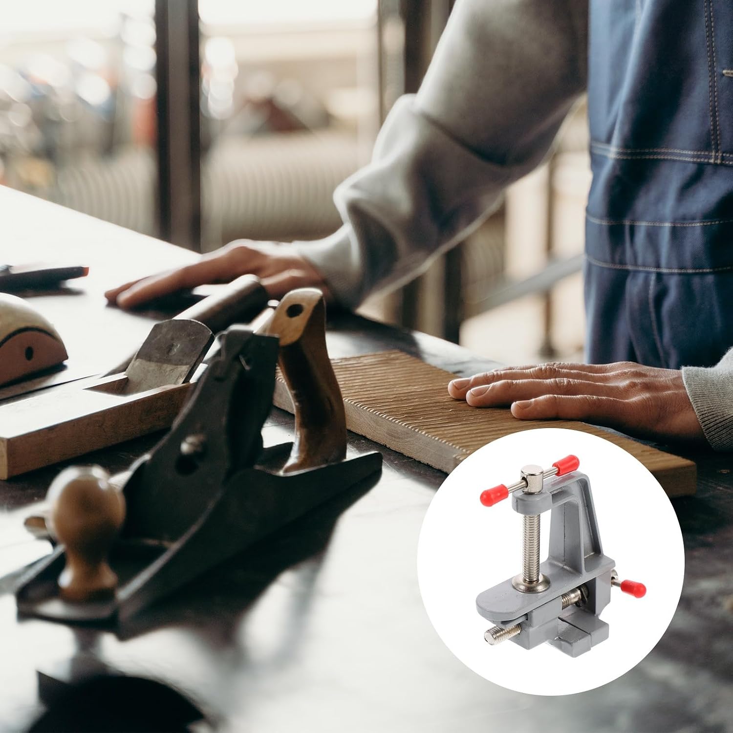 Uonlytech Mini Aluminum Alloy Bench Vise Portable Work Table Clamp Hobby Jewelry Repair Tool for DIY Craft Carving