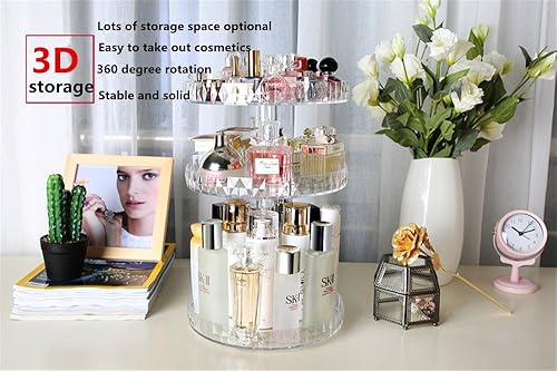 Miniatura 5 de Organizador de perfumes, organizador de maquillaje giratorio de 360 grados, caja de almacenamiento de cosméticos de diamante, estante giratorio de