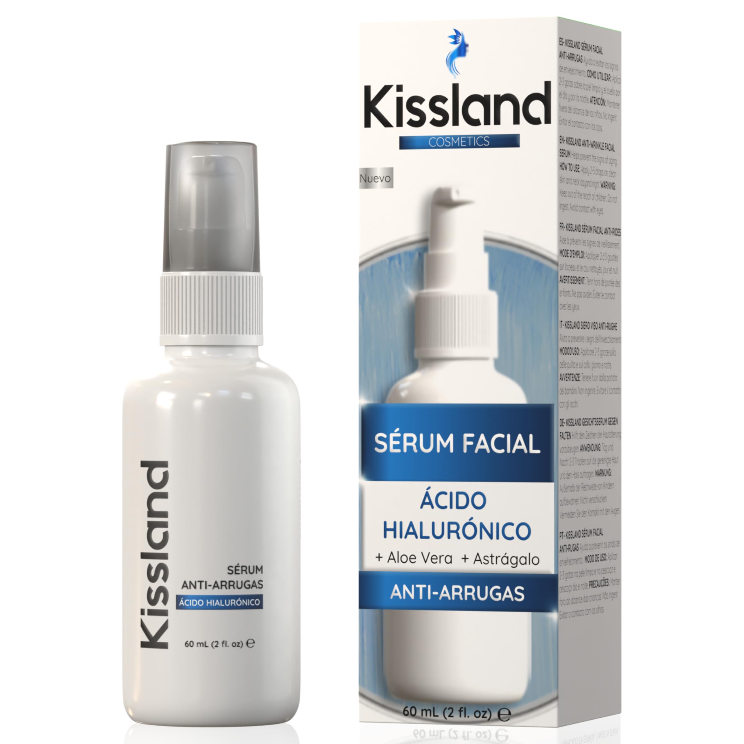Serum Facial Antiarrugas con Ácido Hialurónico Puro, Aloe Vera y Astrágalo 60ml - Serum Hidratante Facial Ideal como Rellenador de Arrugas Profundas - Serum Antiedad para la Cara - Serum Antiarrugas