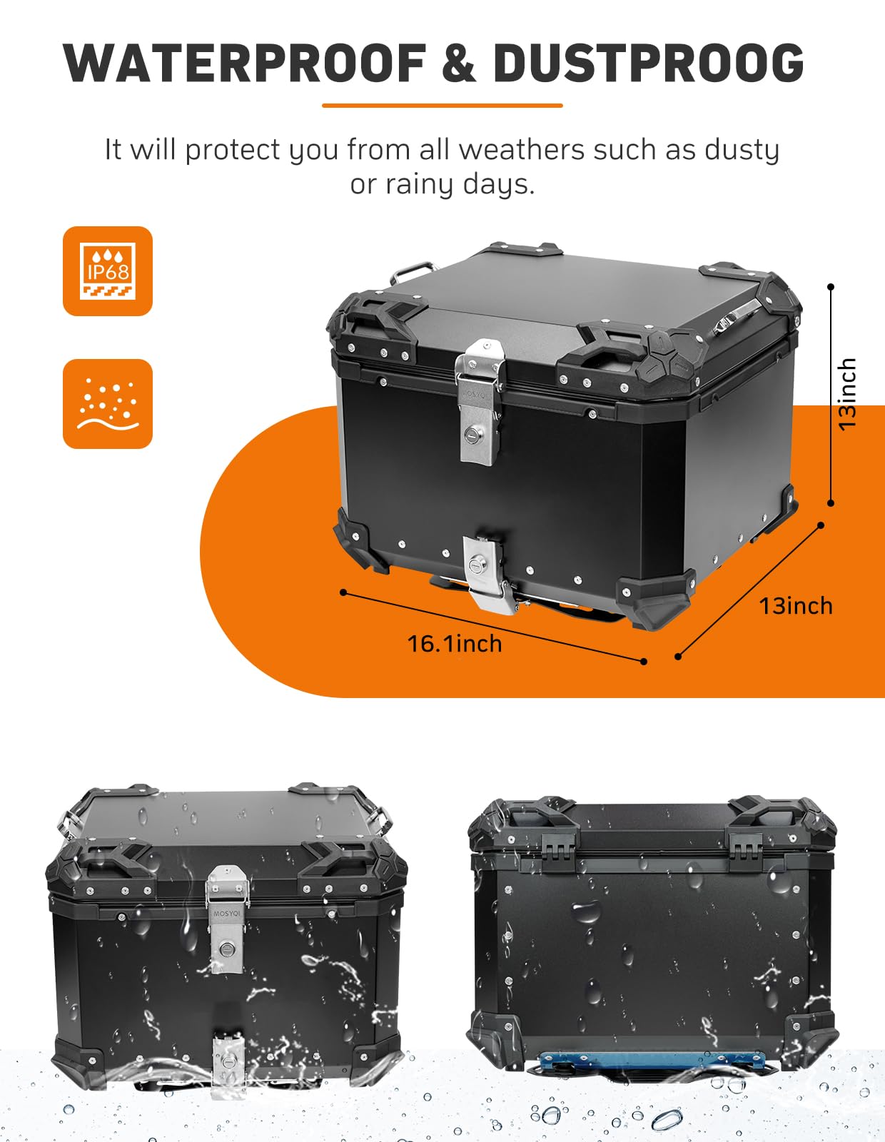 Amazon.com: MOSYQI Motorcycle Top Case 45L, Motorcycle Trunk Top