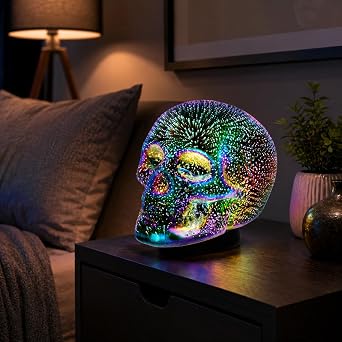 Tradeopia Led Skull Table Lamp, Requires 3 X AAA Batteries, Ideal for Room Decor Table Desk Decor Lamps, Lava lamp, Halloween