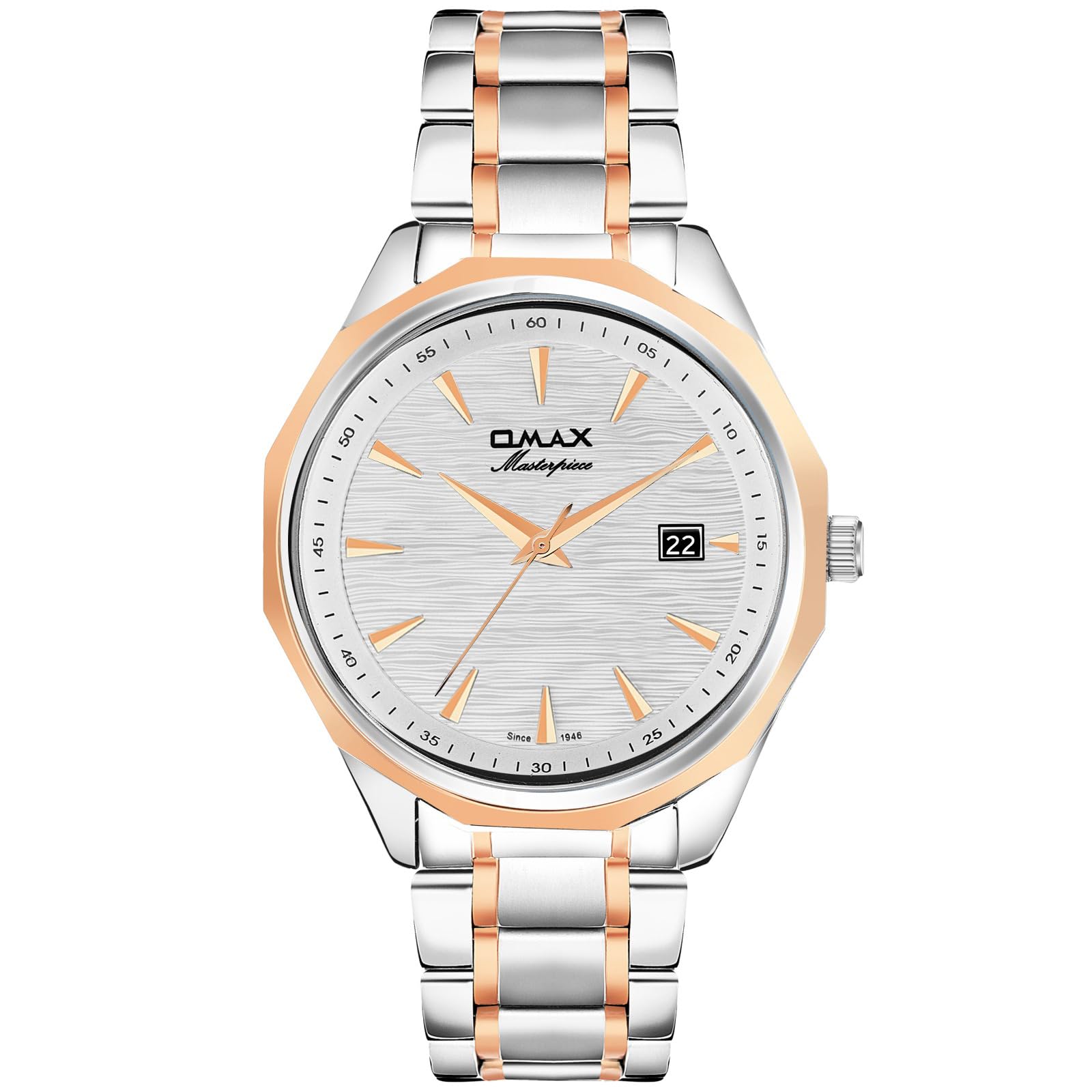 Buy OMAX Analog White Dial Two Tone Steel Strap Rich Classic Look