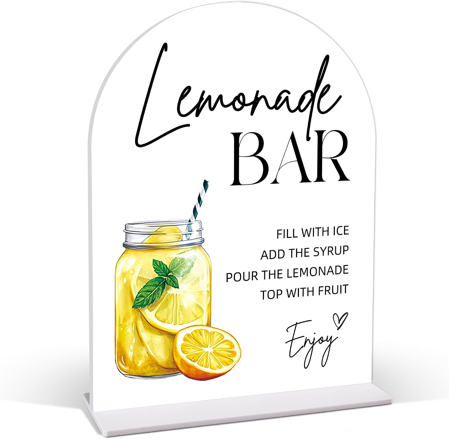 Lemonade Bar Table Sign - Lemonade bar Mocktail, 6×8 Acrylic Sign, Perfect for Bridal Shower and Baby Shower, Summer Party Decorations, Graduate, Retire