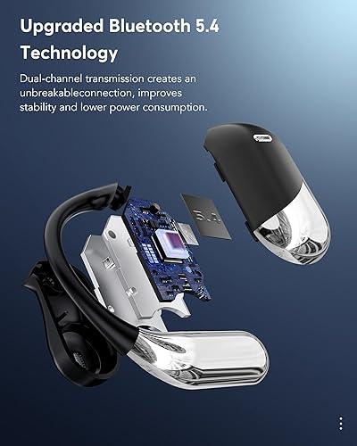 Miniatura 7 de Auriculares de traducción AI en tiempo real 144 idiomas, modo sin conexión, cancelación de ruido, batería de 60 horas, color negro obsidiana