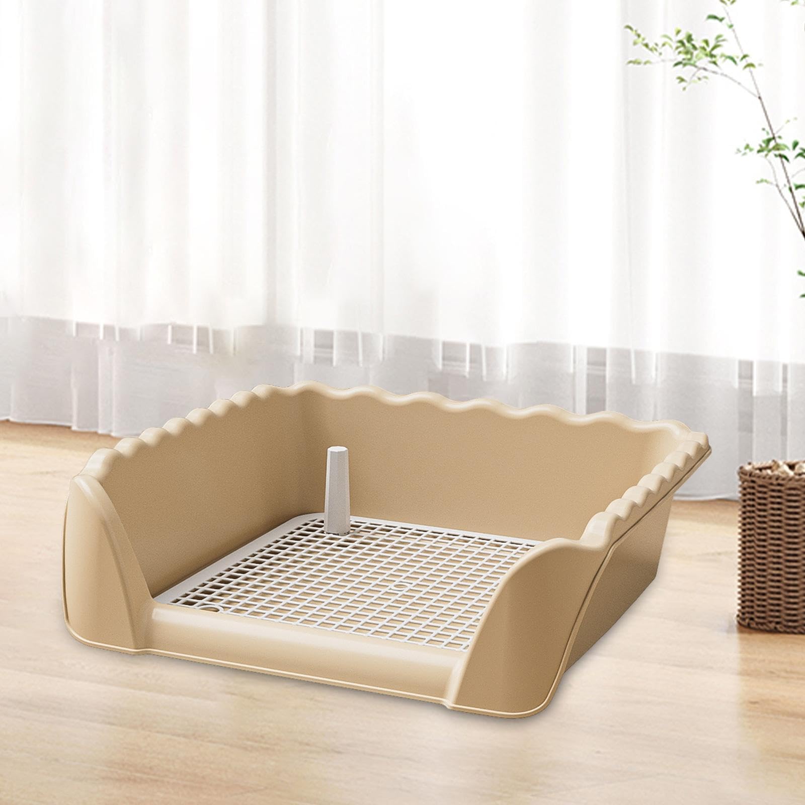 Support de Tapis d'apprentissage de La Propreté pour Chien, Portable, Facile à Nettoyer, Anti-éclaboussures, avec Support Amovible pour Autres ANI, Café