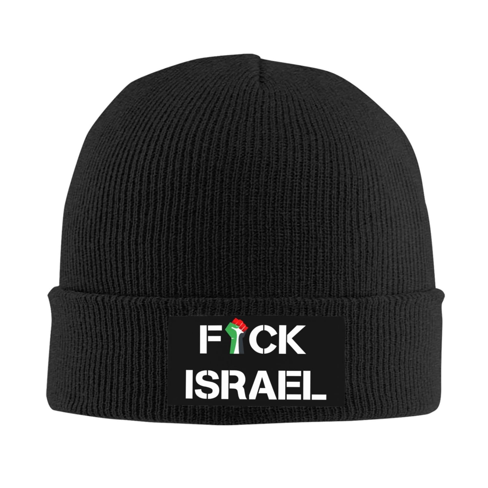 Anceky Fuck Israel Free Palestine Save Gaza Knitted Hat Beanie Hats for Women Men Black
