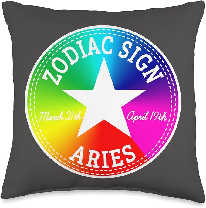 Zodiac Sign Aries Horoscope Astrology Rainbow Throw Pillow