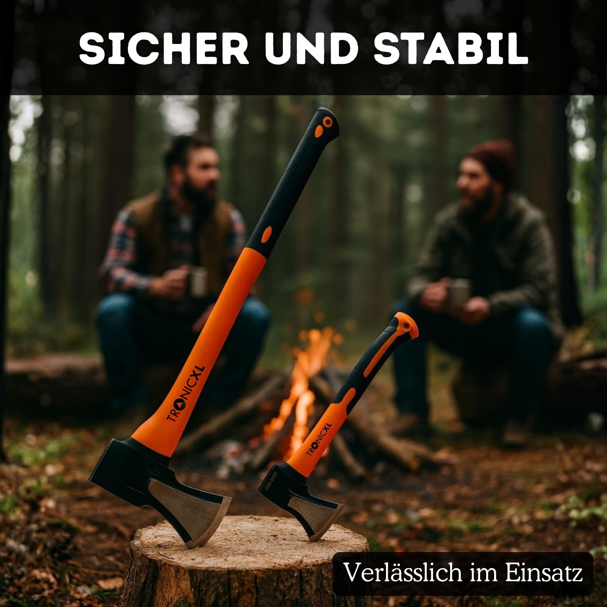 TronicXL Axt Beil Set ergonomischer Handgriff Gummischutz Universal Spaltaxt Spaltbeil Spalthammer Holzspalter für Garten Forst Camping Survival