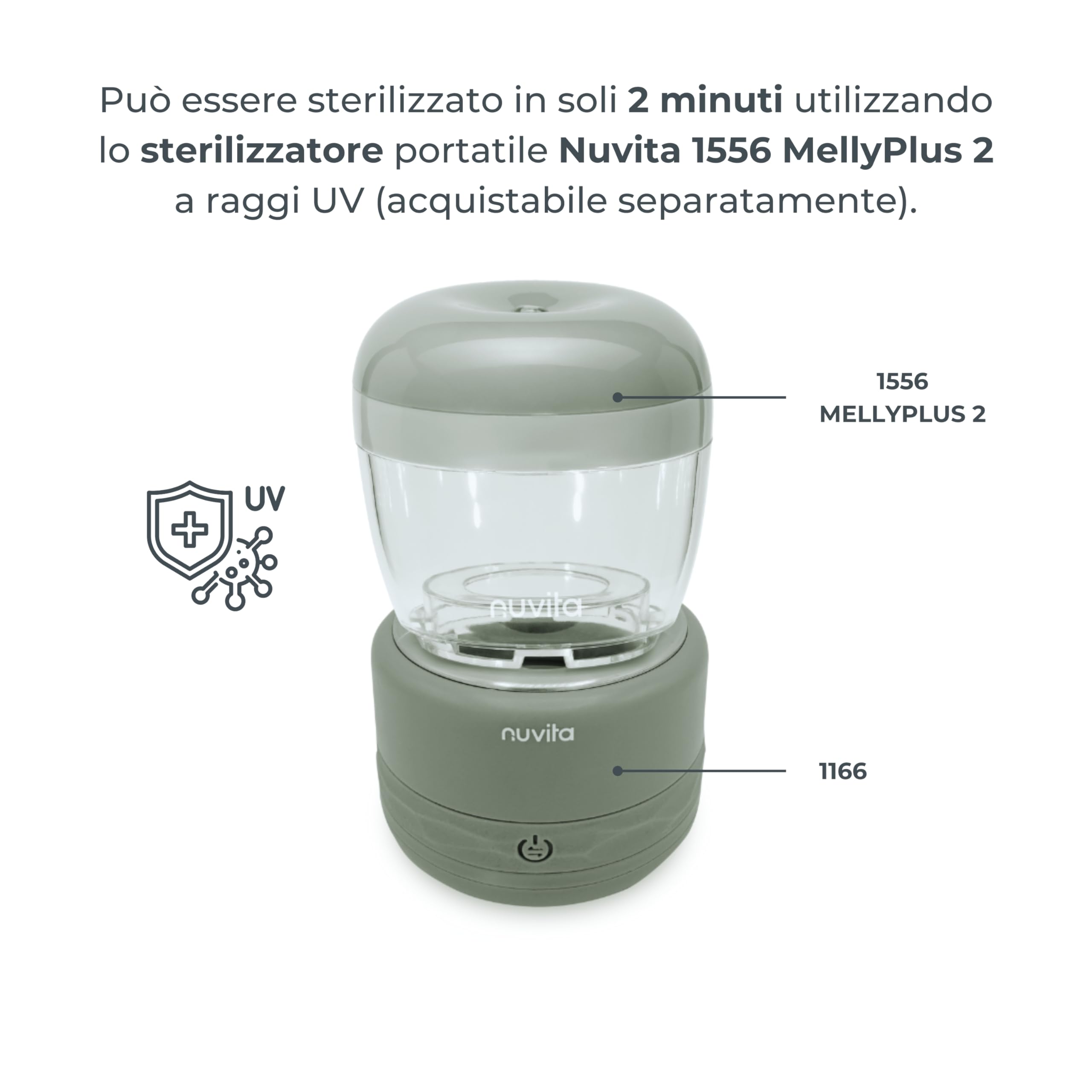 Nuvita 1166 Warm70 Scaldabiberon Portatile Senza Fili 70°C – Ricaricabile USB, Compatibile Universale, 5 Livelli di Temperatura Fino a 70°C, Riscaldamento Rapido 2,5 Min, Mantiene Caldo 6 Ore