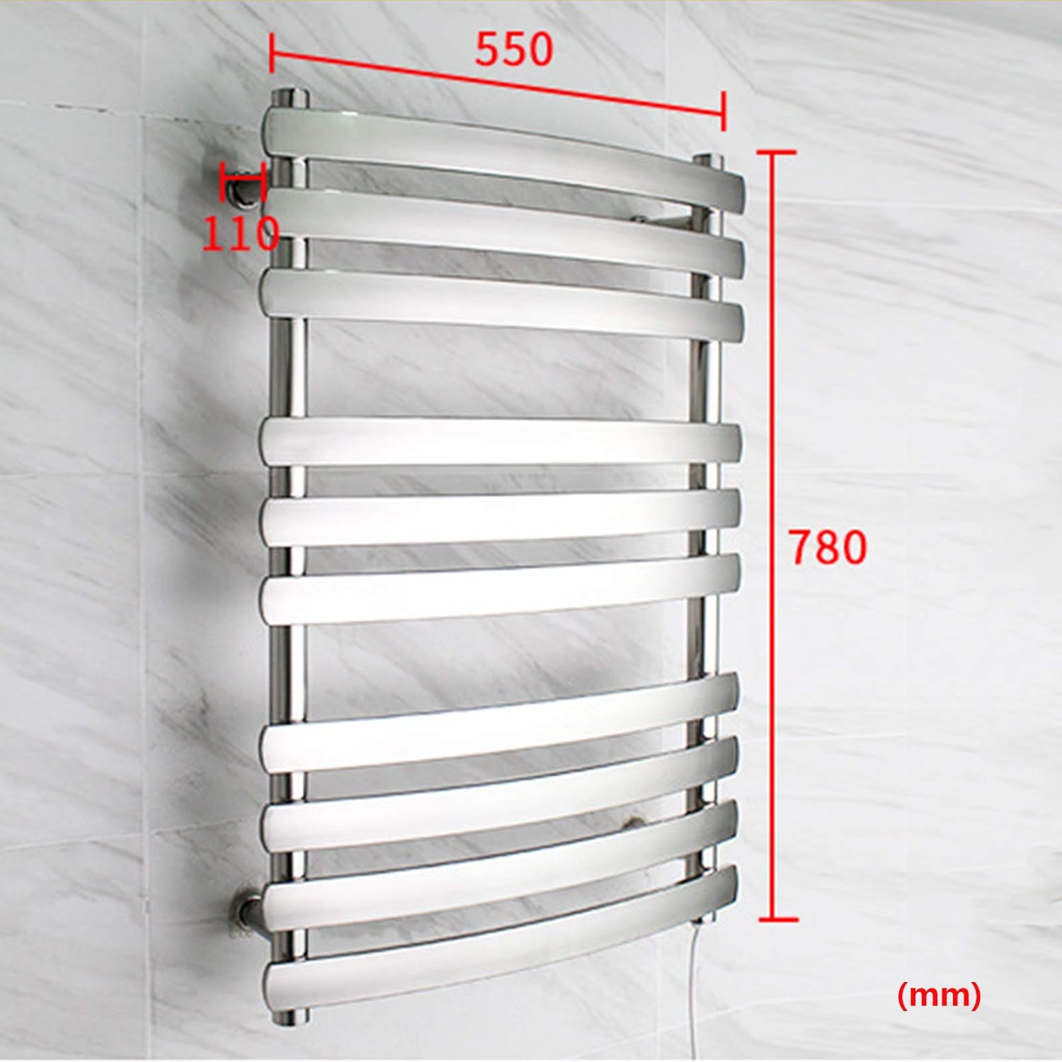 Intelligent Electric Towel Warmer Drying Rack, Household Bathroom Constant Temperature Carbon Fiber Heated Towel Rack, Stainless Steel Wall Mounted Heated Towel Rail,Plug in (Plug in)