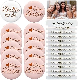 12 Stück JGA Armbänder Frauen,JGA Braut Button Set,Team Braut Armbänder Set,Team Bride Armbänder,Frauen Deko Junggesellinnenabschied,JGA Accessoires für Frauen,Hochzeitsfeier Party Polterabend