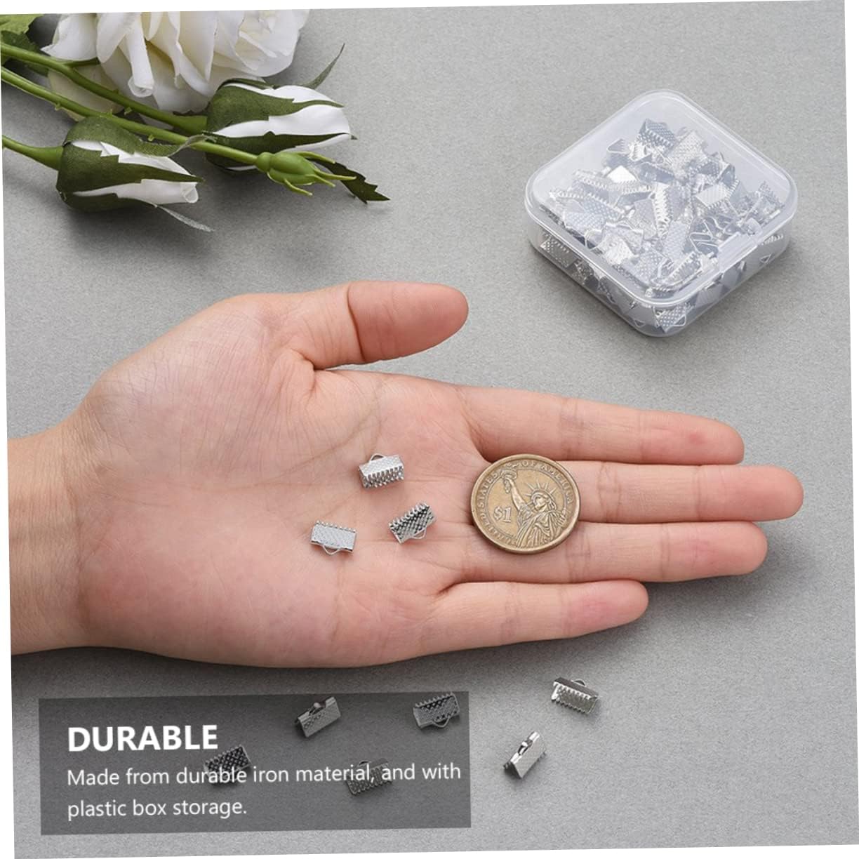 STOBOK 300pcs Cord Ends Crimp Fasteners for Jewelry Making Iron Findings for Bracelets and Necklaces Includes and Colors for Craft Projects