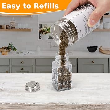 Accmor 2 Pack Glass Salt and Pepper Shakers Set, Vintage Salt Pepper Shakers for Home Dining Table, Restaurant, Farmhouse, Kitchen Accessories