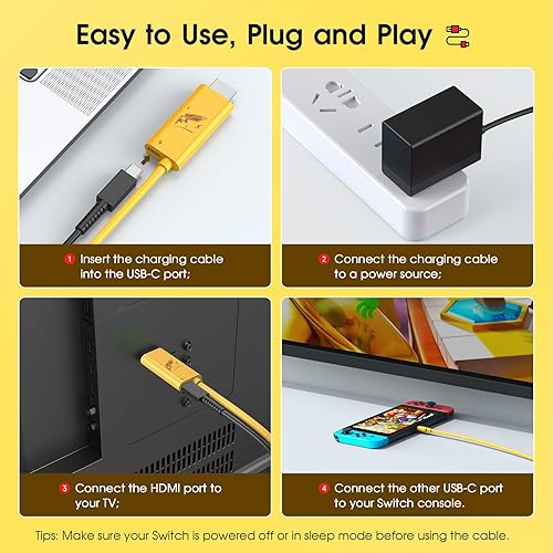Miniatura 5 de JINGDU Cable HDMI portátil compatible con Nintendo Switch NSOLED, cable USB C a HDMI que reemplaza al muelle de interruptor original para duplicar
