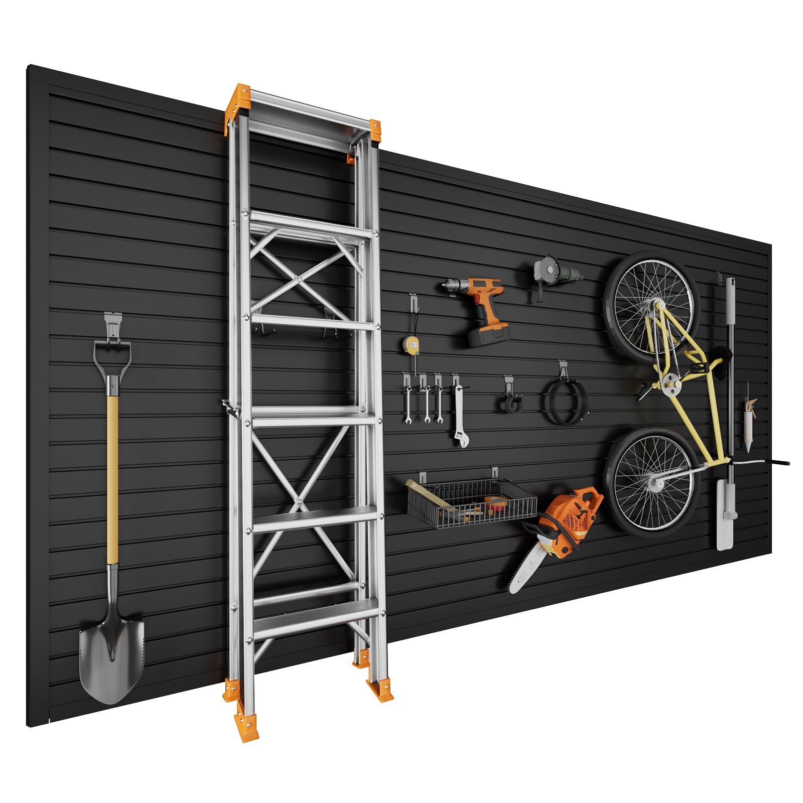 Ginchain 4 x 8 FT Slatwall Panel Garage Wall Organizer Black