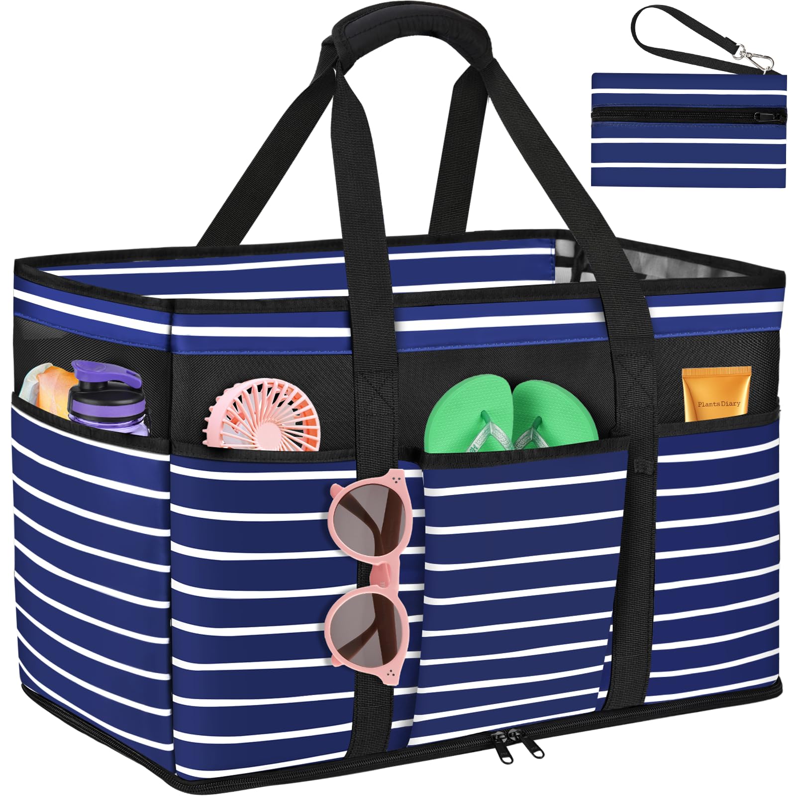 LUROON Bolsa Playa Grande XXL Familiar con Cremallera Impermeable Bolso de Playa Mujer Plegable Shopper Bolso Playa Mujer para Viaje Compras 50 * 35 * 20cm