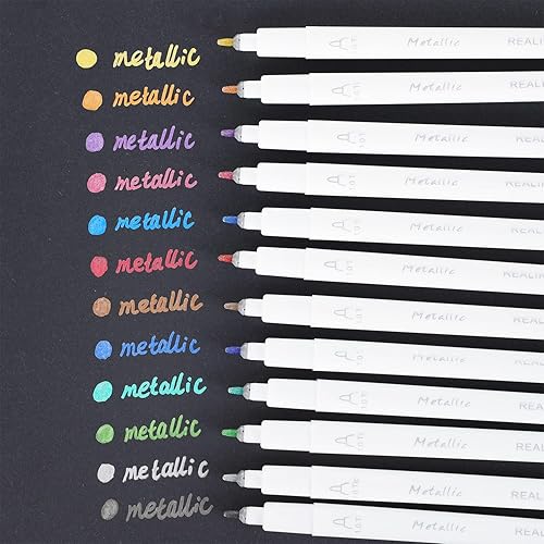 Miniatura 3 de REALIKE Bolígrafos metálicos compatibles con Cricut JoyXtra, juego de 12 rotuladores multicolor (punta de 1.0)