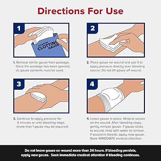 Adventure Medical Kits QuikClot Gauze - Gauze for Emergency Survival Kit, Doomsday Prepping Supplies & More - Stops Bleeding Fast with Kaolin - Flexible Hemostatic Medical Gauze - 3" x 24"