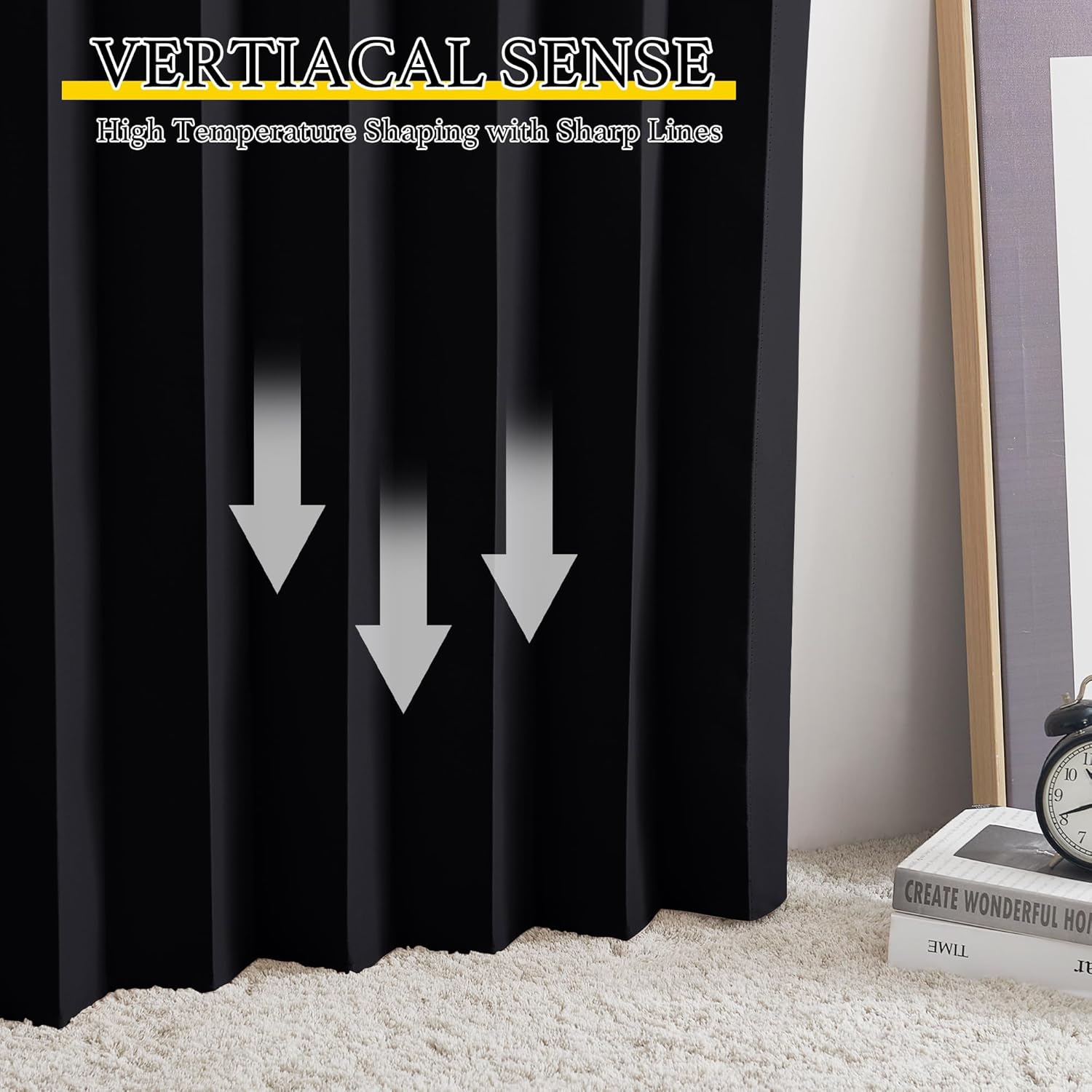 NICETOWN 80 Inch Long Blackout Curtains for Bedroom, Thermal Insulated Room Darkening Doorway Curtains for Room Divider Sliding Door Drapes, 1 Panel, Black, 50" Wide