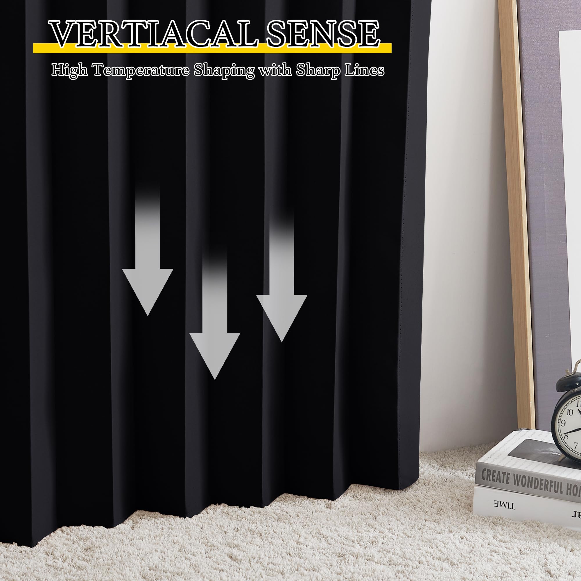 NICETOWN Raumteiler-Vorhang für Wohnzimmer, Wandteiler, breite Vorhänge für Schlafzimmer-Trennwand, wärmeisoliert, Privicy-Türpaneel für französische Tür, 1 Panel, 152,4 cm B x 203,2 cm L, Schwarz