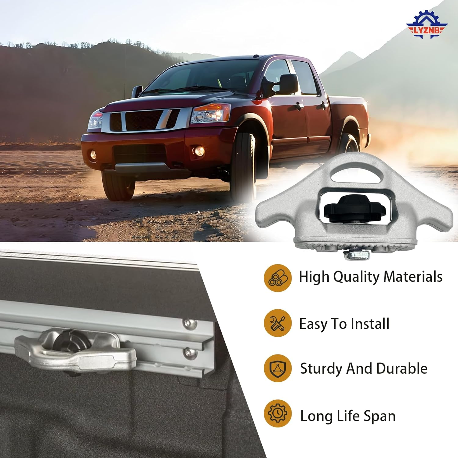 Adjustable Truck Bed Anchor Bed Rail Tie-Down Pickup Truck Cleat Compatible with Nissan Titan 2004-2015 Frontier 2005-2025 999T7-ZV00A 999T7-WQ700