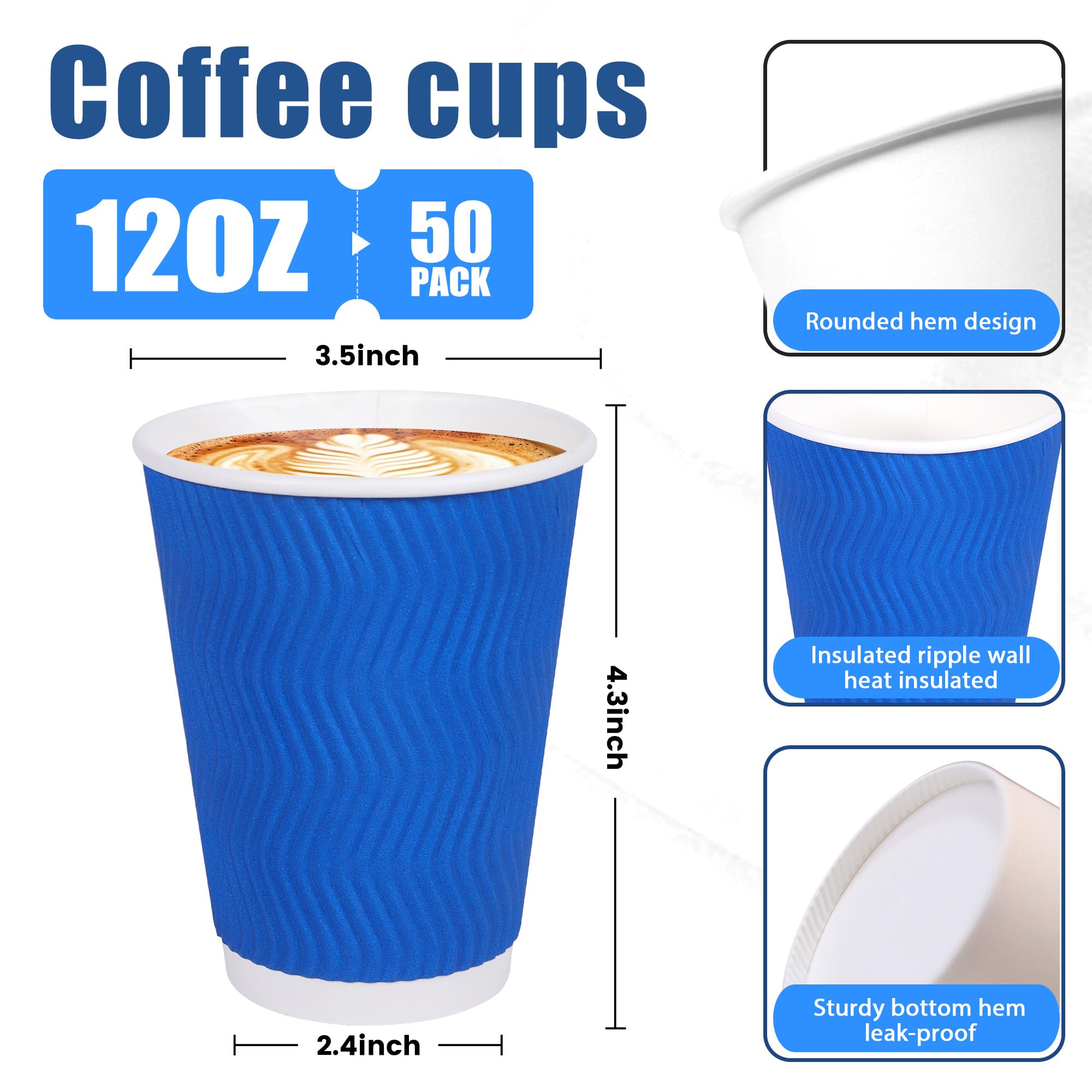Snapklik.com : Coffee Cups, 50-Pack Of 12 Oz Disposable Paper Cups ...