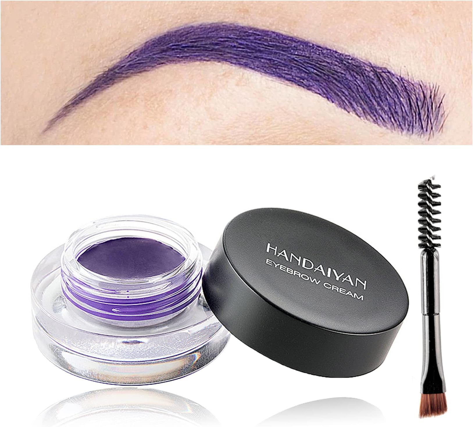 Eyebrow Pomade Cream,Brow Pomade Gel Naturally Long Lasting Waterproof,Delicate and Smooth Eye Brow Makeup Cosmetics with Eyebrow Brush - Purple
