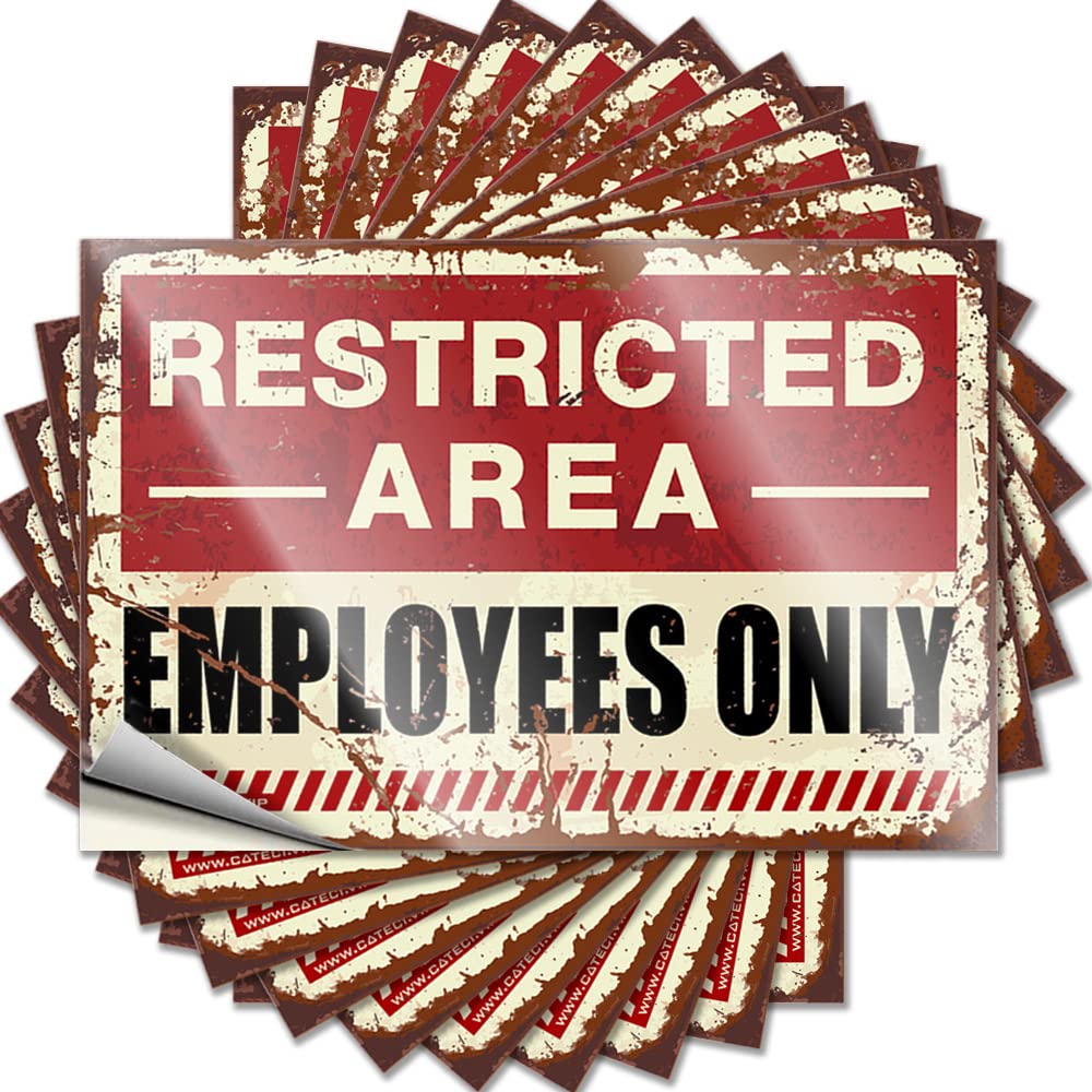 Car Stickers and Decals Restricted Area Sign Employees Only Funny Sticker 10 Pcs Windshield Stickers for Cars Car Stickers Funny(8X12CM)