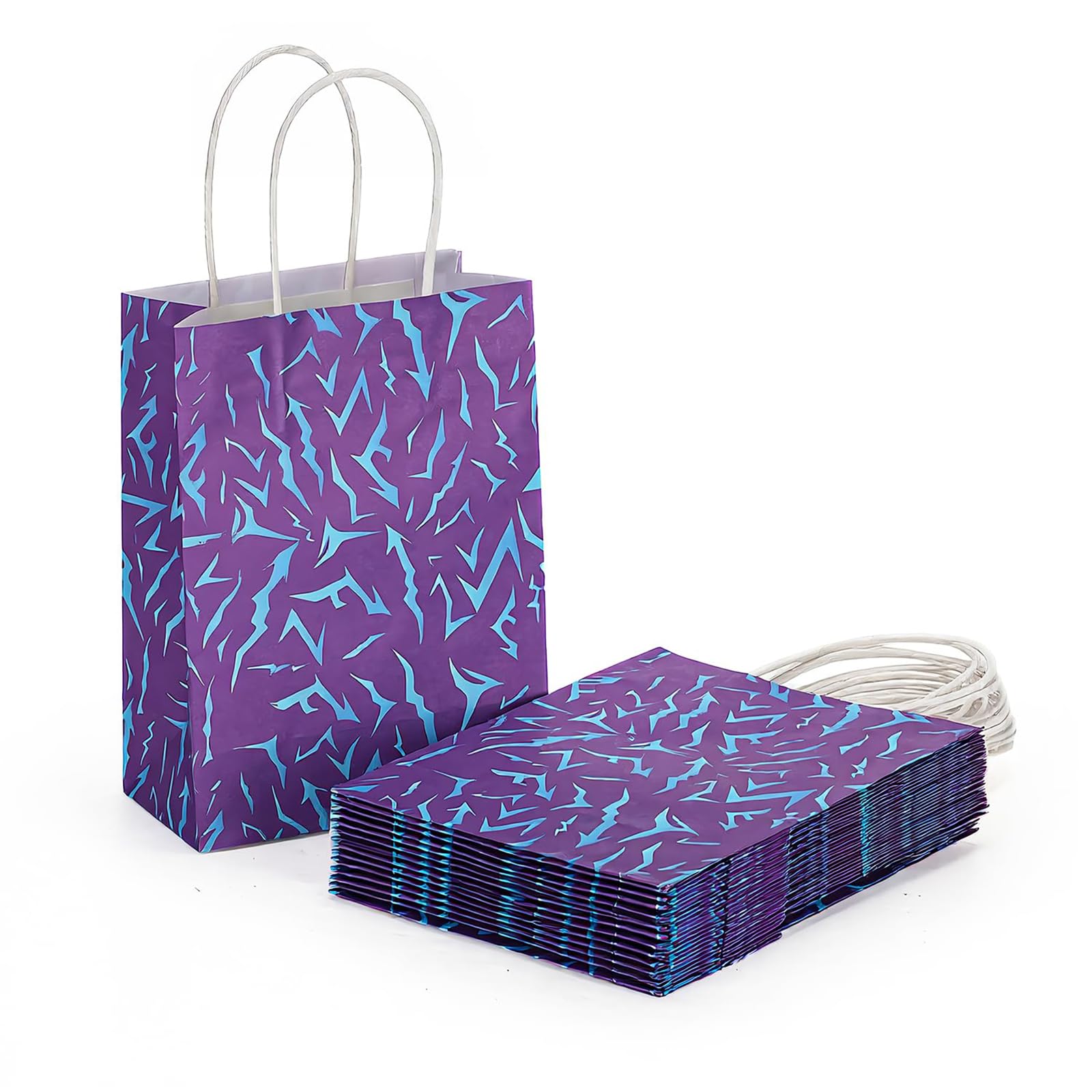 Cosblisvia 24 Pcs Party Bags Purple Paper Gift Bags 5.9 x 8.26 Inch Set