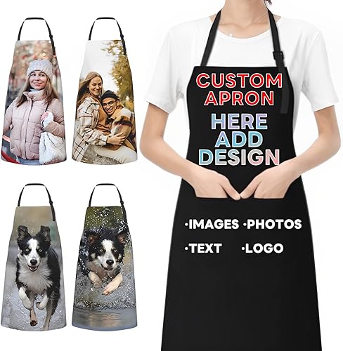 ZXGIFYNLFD Delantal personalizado para mujeres, delantal personalizado para hombres, añade tu imagentextologotipo, delantales para mujeres con