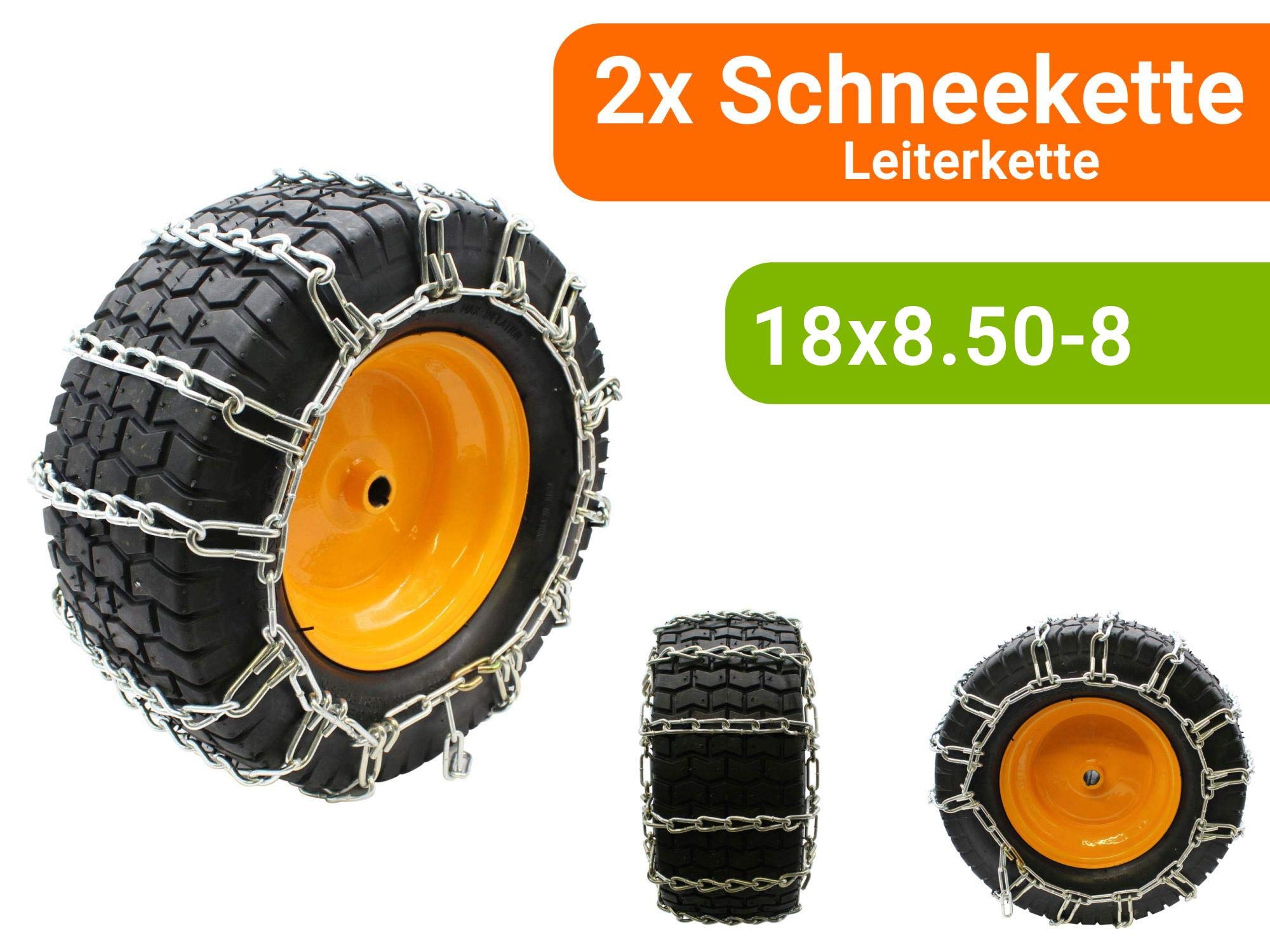 1 Paar Schneeketten Leiterkette für Reifengröße 18x8.50-8 | (2 Stück)