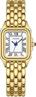 TKIIOER Small Gold Watches for Women, Vintage Roman Dial Women's Watches, Rectangular Case Ladies Analog Watch