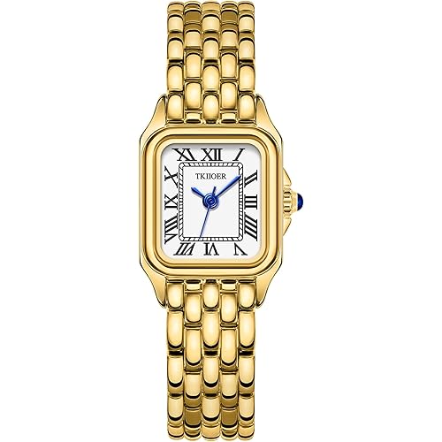 Small Gold Watches for Women, Vintage Roman Dial Women's Watches, Rectangular Case Ladies Analog Watch
