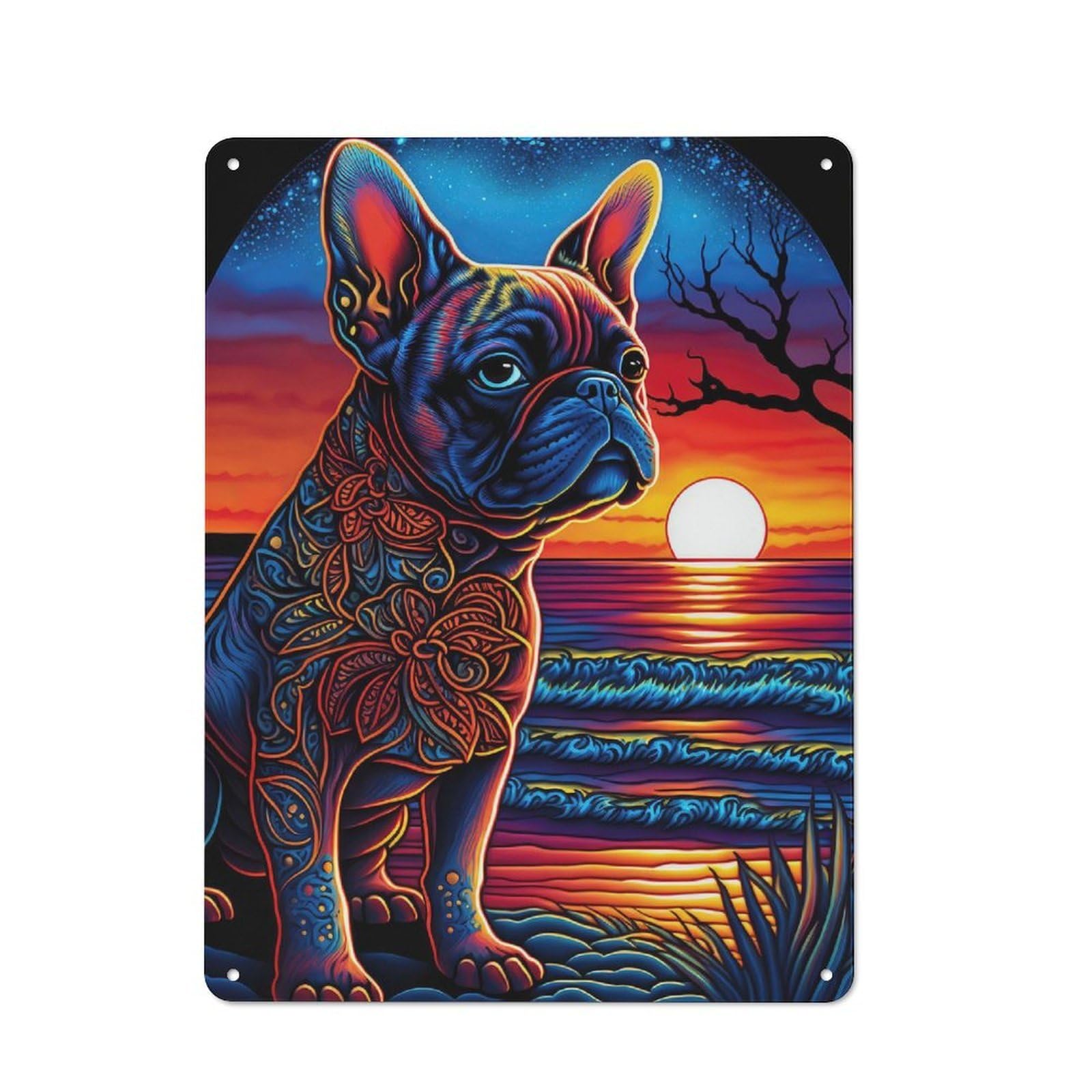 Everyday Vintage Metal Sign 40x30cm Featuring French Bulldog Style 2, Room Wall Plaque for Home, Shop, Pub Or Studio Wall