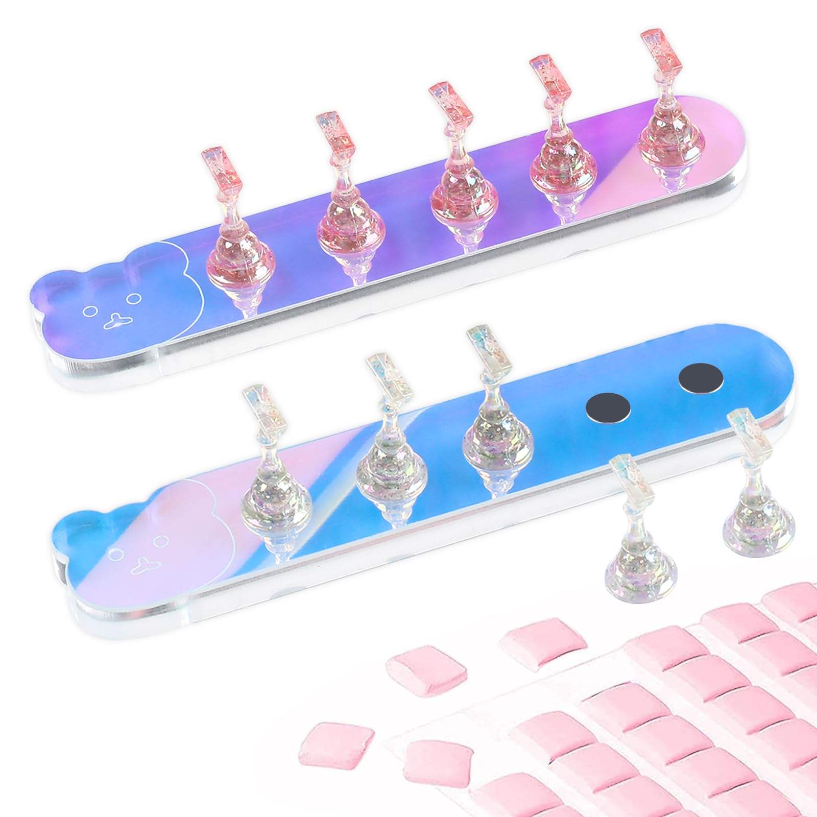 LEQ Aurora Nagelständer Zum Aufdrücken – Magnetischer Übungsständer Mit 96 Klebepads | Für Nageldesign Zu Hause & Salon