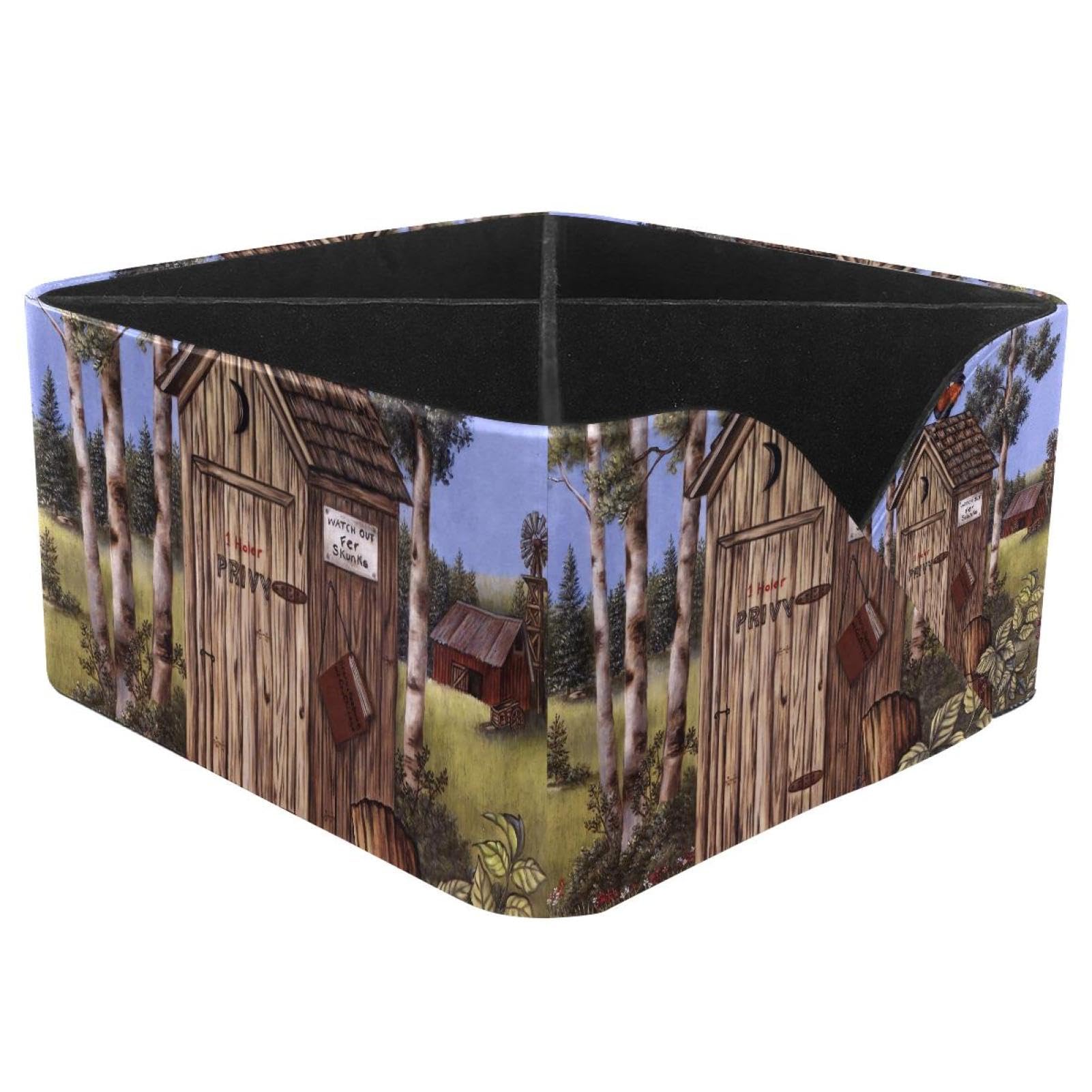 KengjuTesu Outhouse Rooster Desktop Organizer Pen Holder, Rectangular Pencil Cup for Office, Study and Makeup Stations