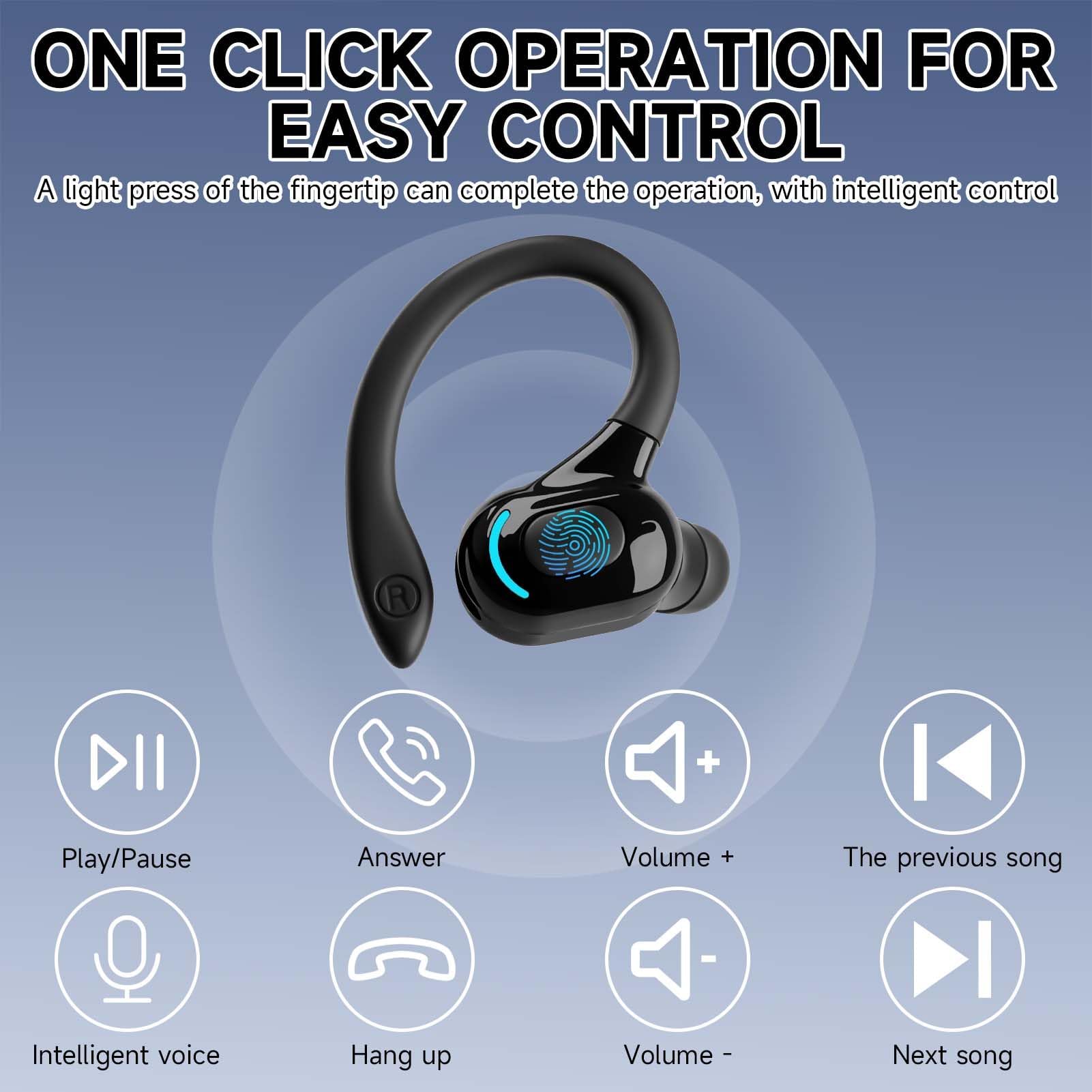 Auricolare Bluetooth Mono V5.2 Cuffie Vivavoce con Microfono Design 360° sopra l'Orecchio Pinganello Bluetooth Mobile Compatibile con Phone, Android e PC