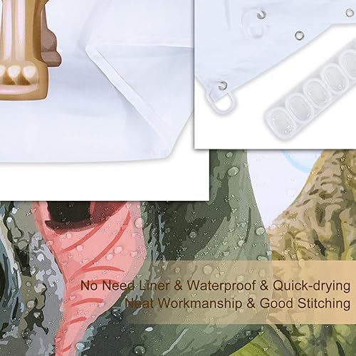 Miniatura 4 de RosieLily Divertida cortina de ducha, juego de cortinas de ducha con 12 ganchos, cortina de ducha de dinosaurio, decoración de baño para niños, 72 x