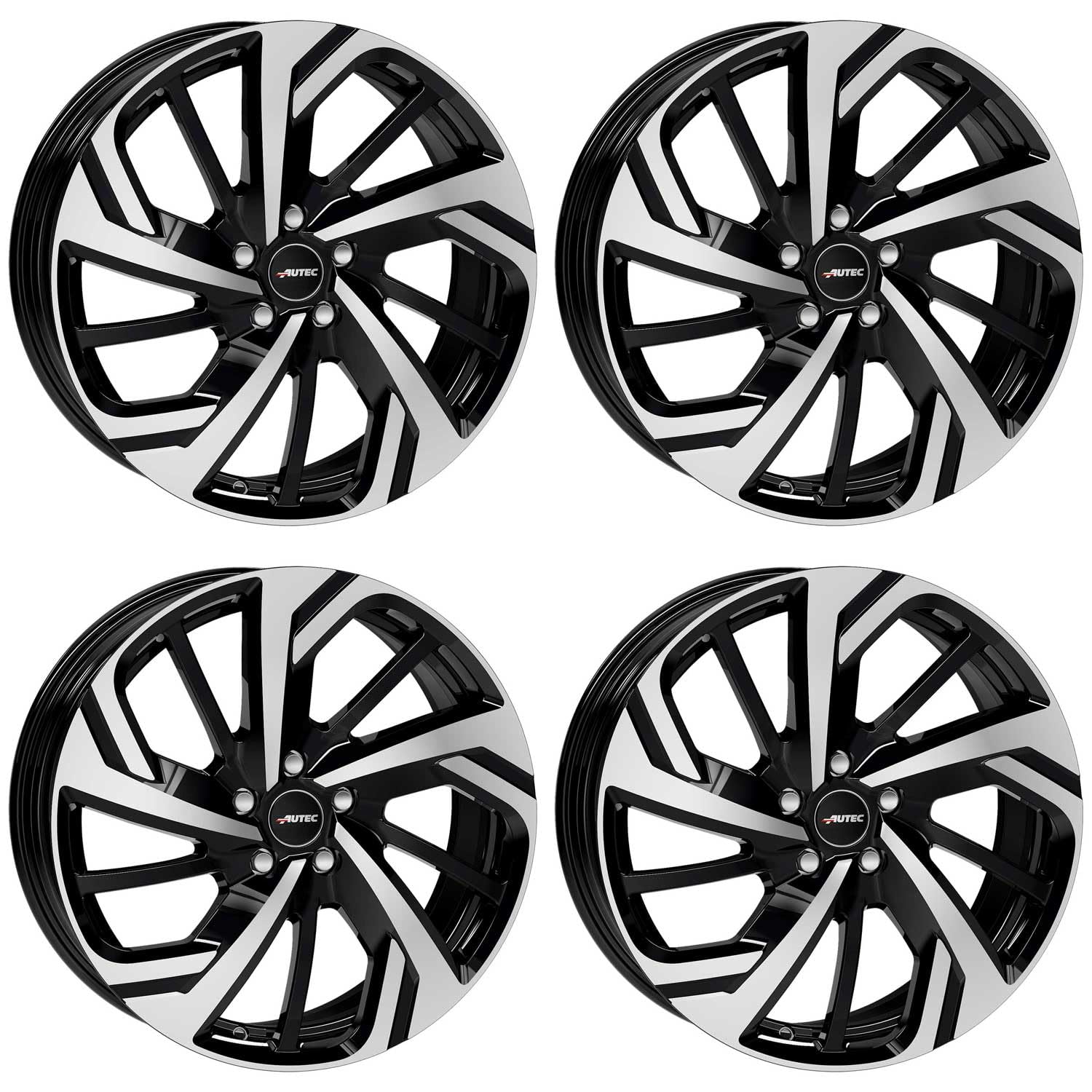 4x Autec Felgen RIXON 8.0x19 ET34 5x112 Schwarz poliert kompatibel mit Mercedes-Benz E C GLC A EQE EQS S SLK GLA SLC EQC