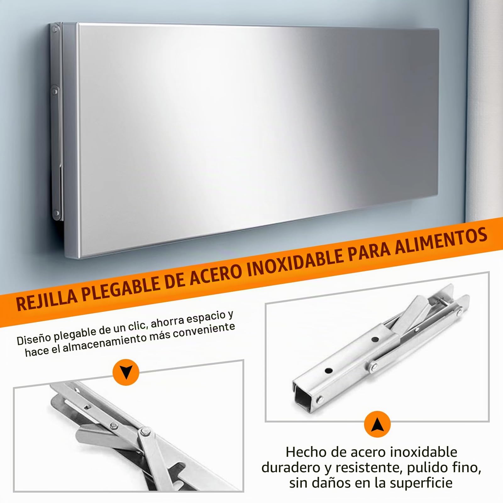 TAIMIKO Estantería de pared de acero inoxidable plegable para colgar en la pared, estantería de cocina comercial, camión de alimentos, restaurante, garaje, lavandería, lavandería, mesa plegable (60