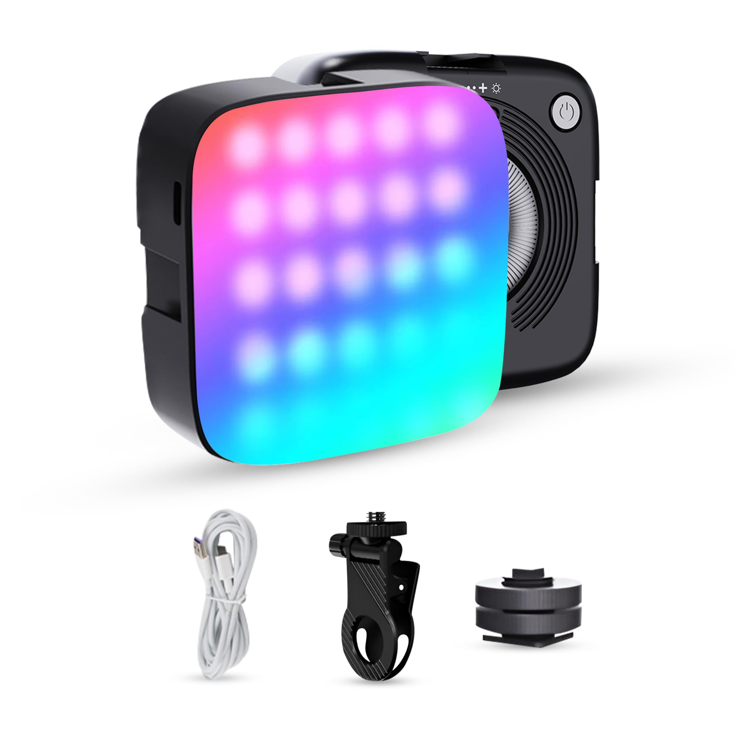 DRAVINA RGB LED Video Light for Selfie Photography Vlogging with Clip, Screw, Cold Shoe Mount & Type C Cord|126 LED Beads, 2000mAh Battery| 3000K-9000K Dimmable & Rechargeable (Multi Colour RGB)-image-9