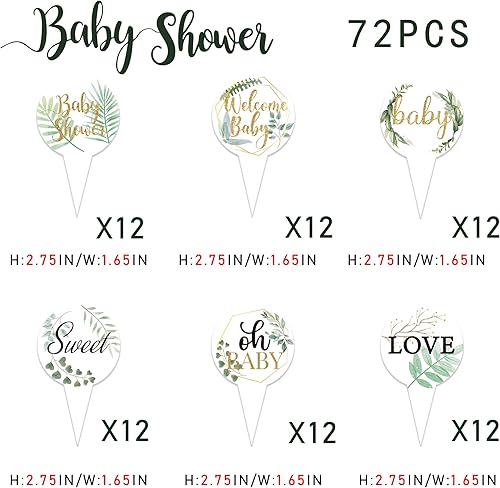 Miniatura 2 de 72 piezas de decoración para cupcakes para baby shower, bienvenida al bebé, bosque, selva, safari, decoración de cupcakes, revelación de género,