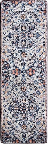 Miniatura 304 de Lahome Alfombra bohemia con medallón floral de 3 x 5 pies, suave, impresa, para baño, cocina, entrada, vestíbulo, vintage, antideslizante, lavable